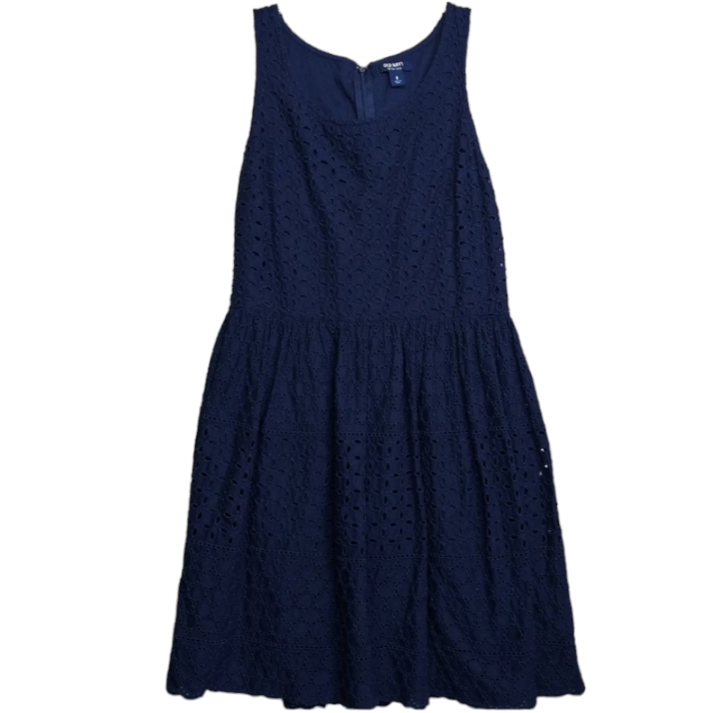 Old Navy  Est 1994  Women's Navy Sleeveless Eyelet Dress Size 8